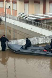 Operacionais durante o mau tempo que assolou e inundou Leiria em fevereiro